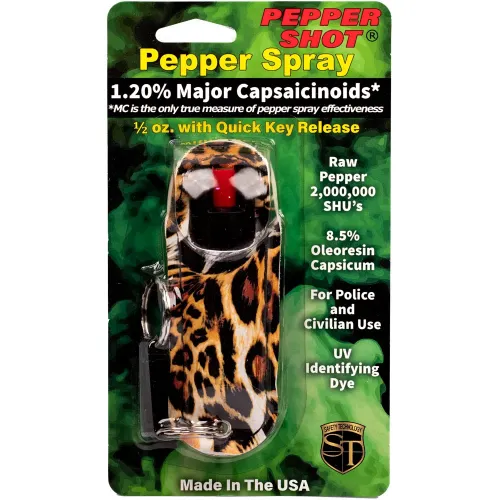 Pepper Shot 1.2% MC 1/2 oz Halo Holster Leopard Black/Orange