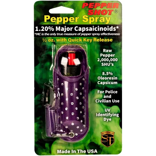 Pepper Shot 1.2% MC 1/2 oz Halo Rhinestone Holster Purple