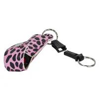 Pepper Shot 1.2% MC 1/2 oz pepper spray fashion leatherette holster and quick release keychain cheetah black/pink