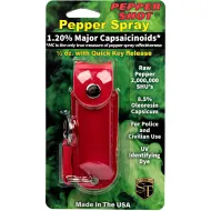 Pepper Shot 1.2% MC 1/2 oz Pepper Spray Leatherette holster and quick release keychain red