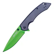 Assisted Open Folding Pocket Knife with Grey handle and Green Blade