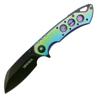 Assisted Open Folding Pocket Knife, Rainbow Handle w/ Black Accents
