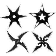 2.5” Black Steel Throwing Star with Pouch 4pc Set