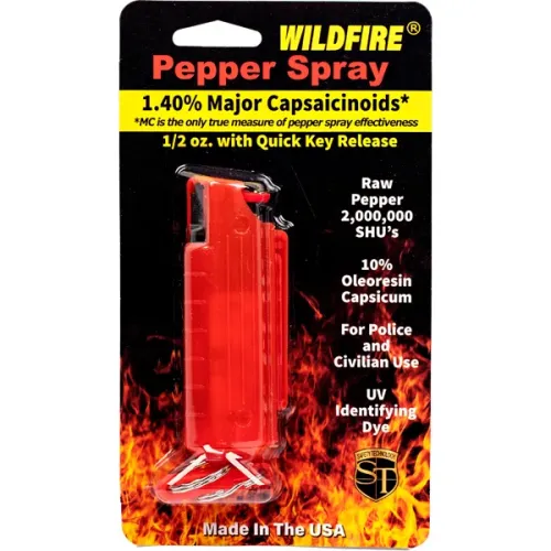 Wildfire 1.4% MC 1/2 oz pepper spray hard case with quick release keychain red
