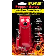 Wildfire 1.4% MC 1/2 oz pepper spray leatherette holster and quick release keychain red
