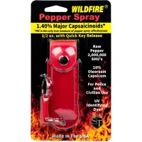 Wildfire 1.4% MC 1/2 oz pepper spray leatherette holster and quick release keychain red