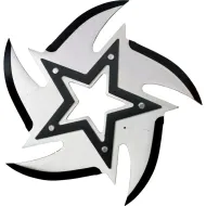 4" Chrome 5 point Stainless Steel throwing star with black star